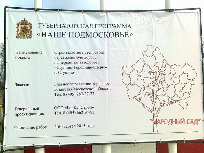 СТУПИНСКИЙ МУНИЦИПАЛЬНЫЙ РАЙОН МОСКОВСКОЙ ОБЛАСТИ. Строительство путепровода автодороги СТУПИНО-ГОРОДИЩЕ-ОЗЁРЫ